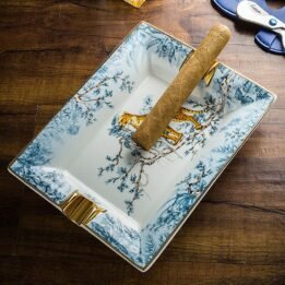 LUBINSKI Ceramic Cigar Ashtray for 2 Cigars Holder Lion Pattern Tray Design - Image 3