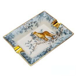 LUBINSKI Ceramic Cigar Ashtray for 2 Cigars Holder Lion Pattern Tray Design - Image 4