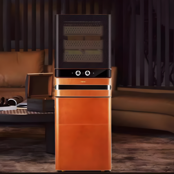 Afidano Electric Cigar Humidor Temperature and Humidity Control with Classic Leather and Spanish Cedar For 1500 Cigars L6