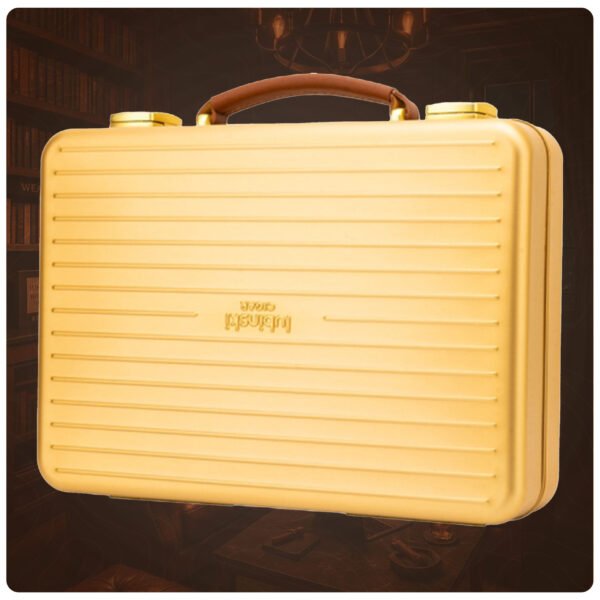 Lubinski Luxury Aluminium Alloy Cigar Humidor Portable Cigar Storage Box Cedar Wood Interior Holds 20 Cigars Gold - Image 5
