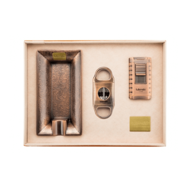 Luxury Cigar Lighter Ashtray Cutter 3-in-1 Vintage Cigar Lighter Set & Cutter Case Cigar Box Set