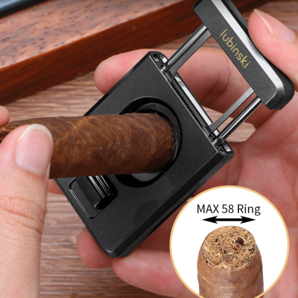 New Metal Cigar Cutter Guillotine Sharp Double Blades Luxury Cigar Cutter Grey - Image 2