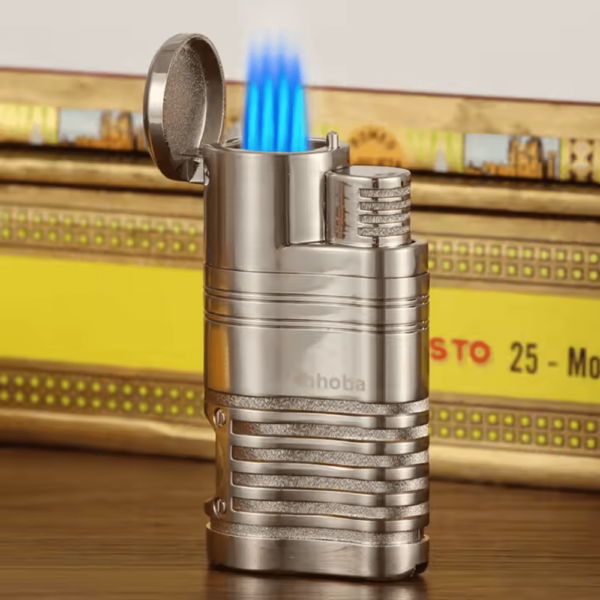 Cigar Lighter Metal Windproof Lighter 4 Jet Red Flame Gas Torch Butane Lighter - Image 2