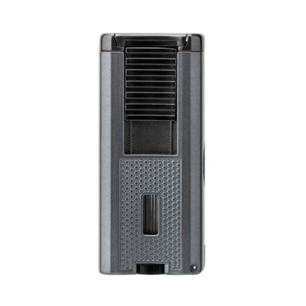New 2 In 1 Metal Cigar Lighter Holder Strong Power Torch Cigar Lighter Butane Gas Jet Blue Flame Grey