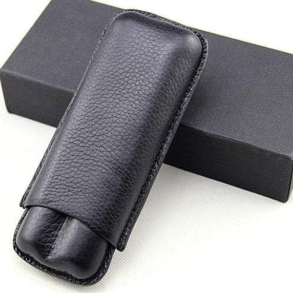Cohiba Cigar Case Holder Black Leather 2 Cigar Holder Adjustable Cigar Case Travel Holder