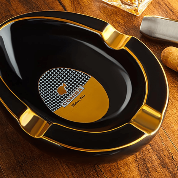 Luxury Cohiba Cigar Ashtray Ceramic Ashtray Gold Plating Slot Large Ashtray Black - Image 3