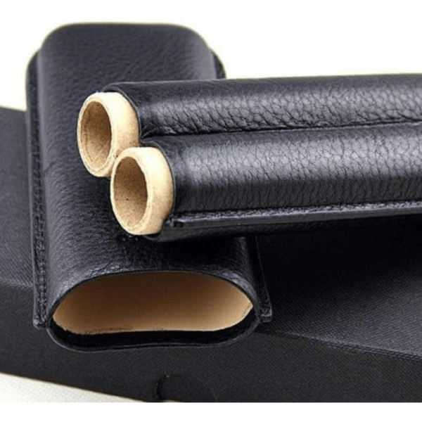 Cohiba Cigar Case Holder Black Leather 2 Cigar Holder Adjustable Cigar Case Travel Holder - Image 3