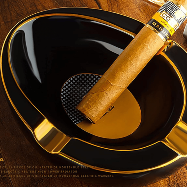 Luxury Cohiba Cigar Ashtray Ceramic Ashtray Gold Plating Slot Large Ashtray Black - Image 4