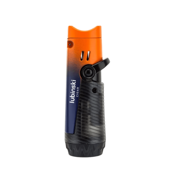Portable Cigar Lighter with Holder Double Direct Blue Flame Windproof Portable Cigar Lighter Orange
