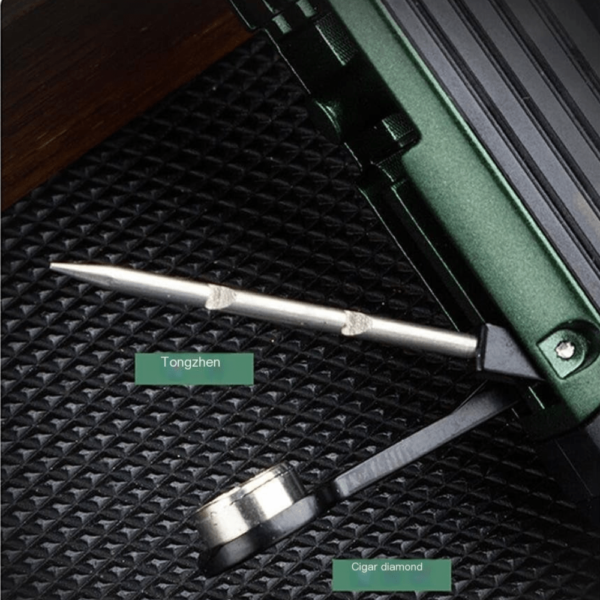 Metal Cigar Lighter Holder Strong Power Torch Cigar Lighter 2 In 1 Butane Gas Jet Blue Flame Green - Image 4