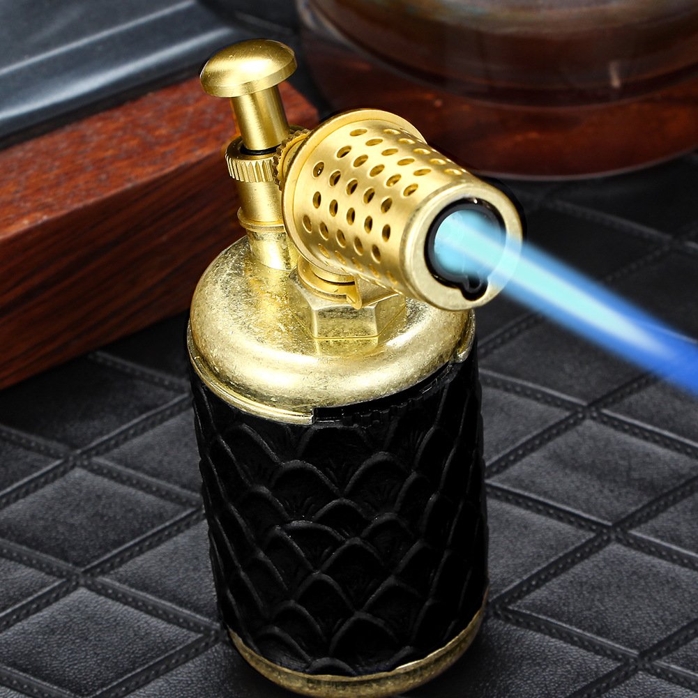 Luxury Metal Antique Design Cigar Lighter With Punch 1 Jet Flame Torch Butane Gas Lighter With Puncher Cigar With Gift Box - Image 6