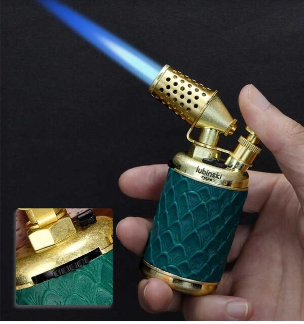 Luxury Metal Antique Design Cigar Lighter With Punch 1 Jet Flame Torch Butane Gas Lighter With Puncher Cigar With Gift Box - Image 7