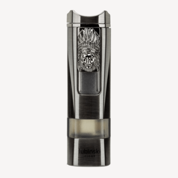 Cigar Lighter 1 Torch Butane Gas Blue Flame Jet Flame Lighters  2in1 With Puncher Gun Metal With Gift Box