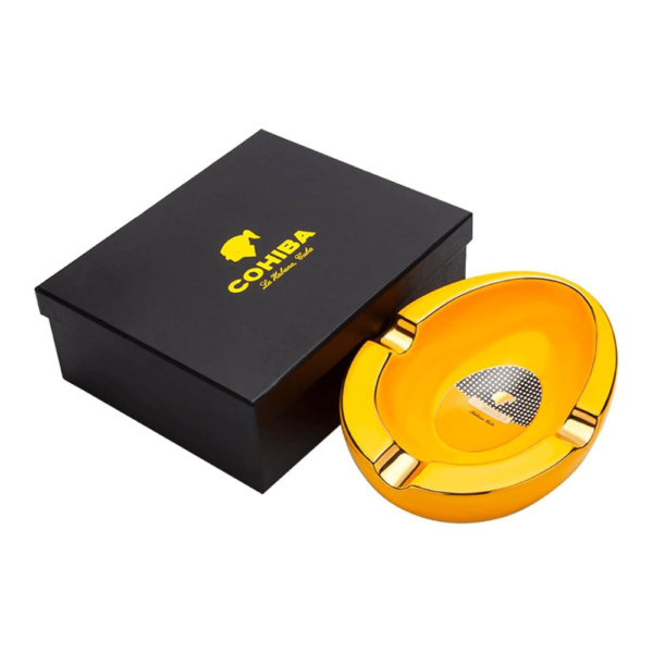 Luxury Cohiba Cigar Ashtray Ceramic Ashtray Gold Plating Slot Large Ashtray Yellow - Image 5