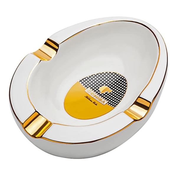 Luxury Cohiba Cigar Ashtray Ceramic Ashtray Gold Plating Slot Large Ashtray White