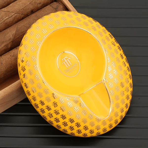 Round Pocket Cigar Ashtray Home Ceramic Mini 1 Tube Cigar Ashtrays Outdoor Travel Portable Ashtray Yellow - Image 2