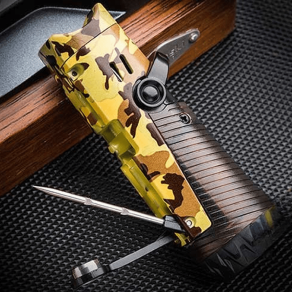 New Cigar Cutter and Torch Lighter Gift Set 3 Jet Flame Cigar Lighter and Cigar Cutter Gift Box Set Yellow - Image 2