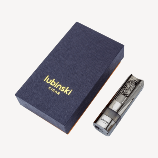 Cigar Lighter 1 Torch Butane Gas Blue Flame Jet Flame Lighters  2in1 With Puncher Gun Metal With Gift Box - Image 5