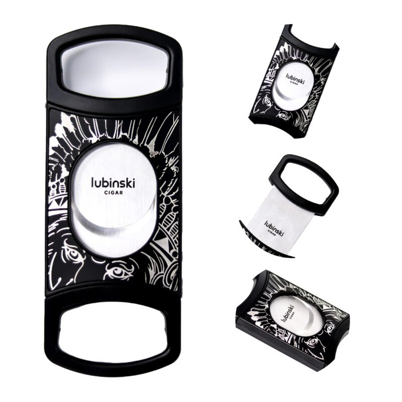 Stainless Steel Pocket Cigar Cutter V- cut cigar Double Blades With Cigar Stand Gift Box