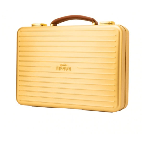 Luxury Aluminium Alloy Cigar Humidor Portable Cigar Storage Box Cedar Wood Interior Holds 20 Cigars Gold