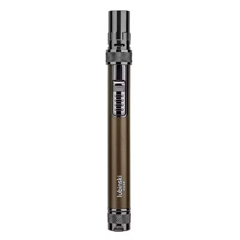 Cigar Lighter Metal Windproof Butane Gas Lighter with Cigar Puncher and Holder Gift for Men Brown