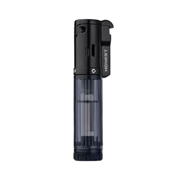 Honest Cigar Lighter Windproof Torch Lighter Single Jet Flame Fuel Refillable Tank Visible -Black - Image 1
