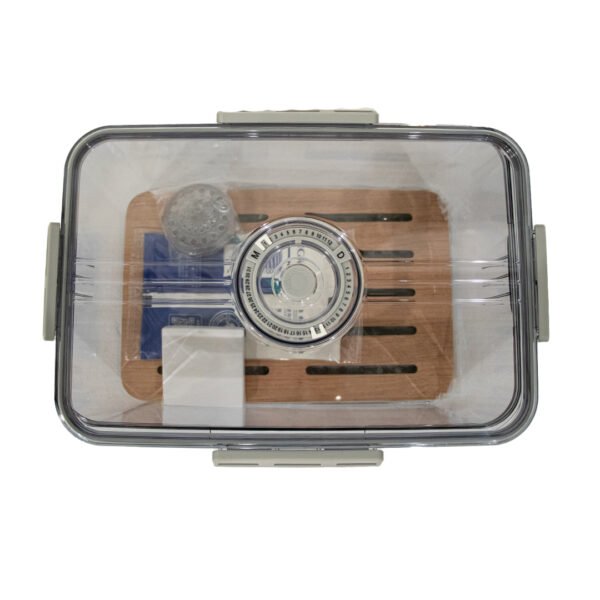Transparent Acrylic Cigar Humidor | Airtight Travel Box with Cedar Tray & Hygrometer (Medium) - Image 5