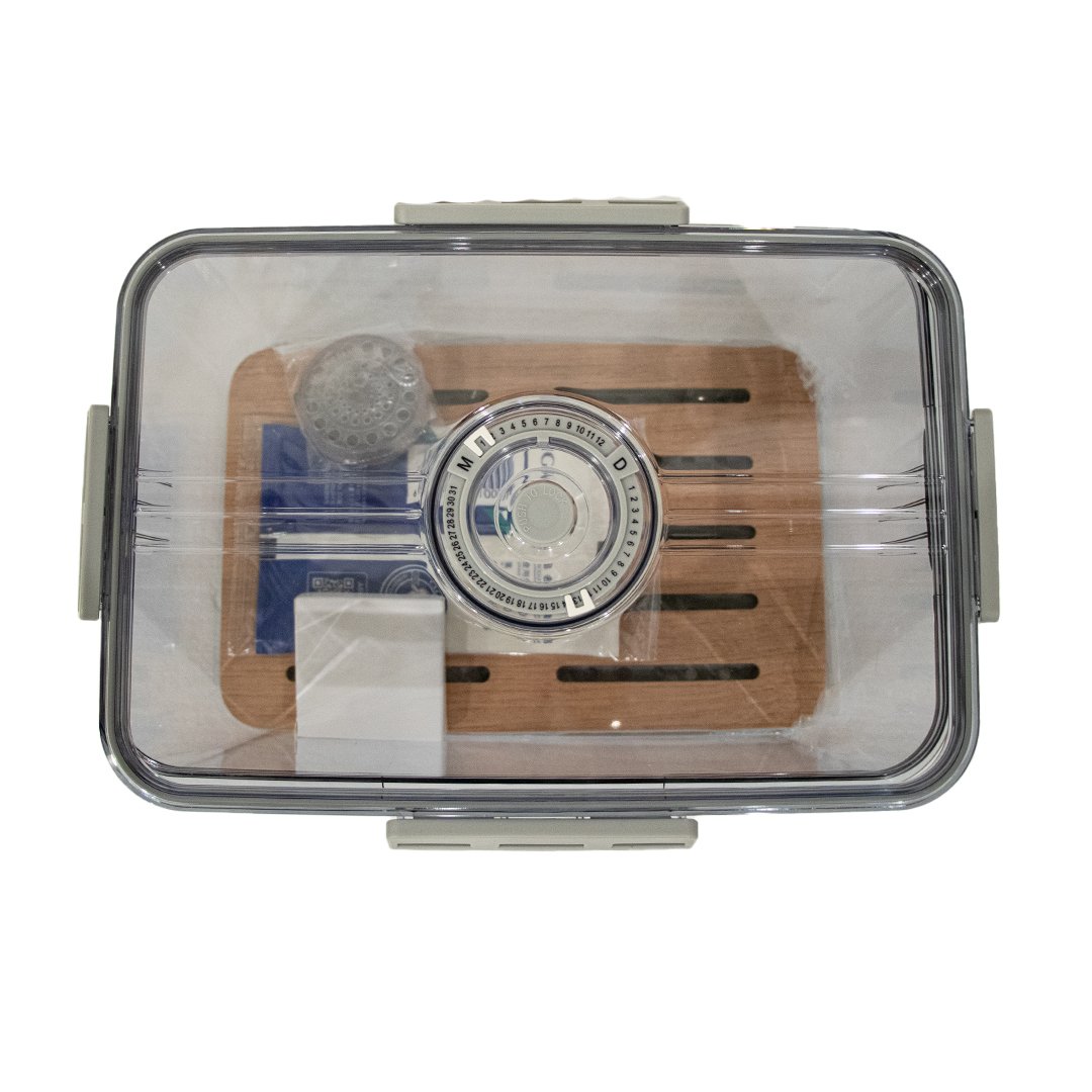Transparent Acrylic Cigar Humidor | Airtight Travel Box with Cedar Tray & Hygrometer (Medium) - Image 5