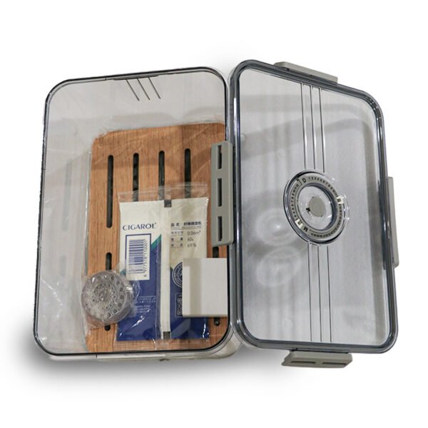 Transparent Acrylic Cigar Humidor | Airtight Travel Box with Cedar Tray & Hygrometer (Medium) - Image 4