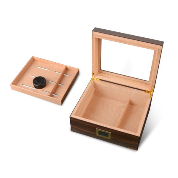 CIGAROL Glass Top Cigar Humidor | Digital Hygrometer & Spanish Cedar Tray - Image 7