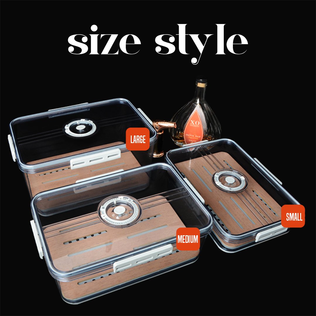 Transparent Acrylic Cigar Humidor | Airtight Travel Box with Cedar Tray & Hygrometer (Medium) - Image 7