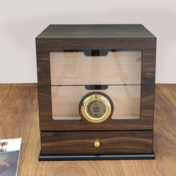 CIGAROL Glass Top Cigar Humidor Set | Modern Carbon Fiber Design & Digital Hygrometer - Image 7