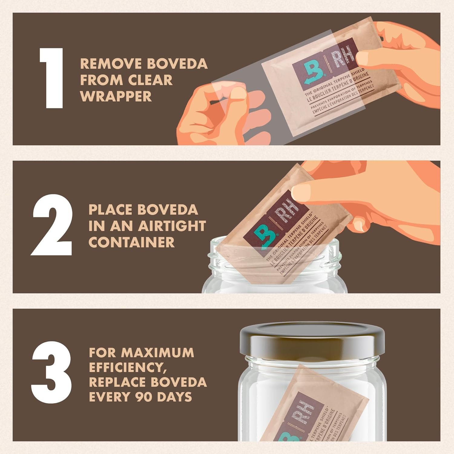 Boveda 62% RH 2-Way Humidity Control | Size 8 in 10-Count Resealable Bag | small bags - Image 2