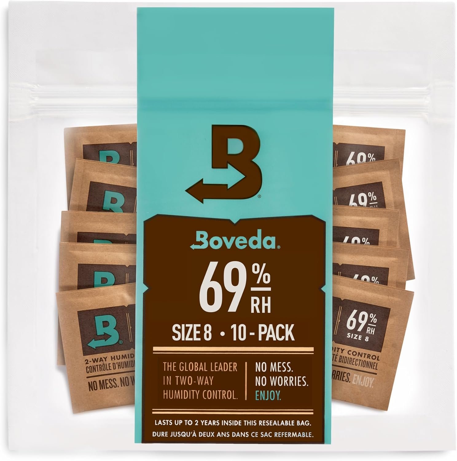 Boveda 69% RH 2-Way Humidity Control – Restores & Maintains Humidity – All In One Solution For Humidification- Patented Technology for Cigar Humidors – Convenient & Versatile - 10 Count Resealable Bag - Image 11