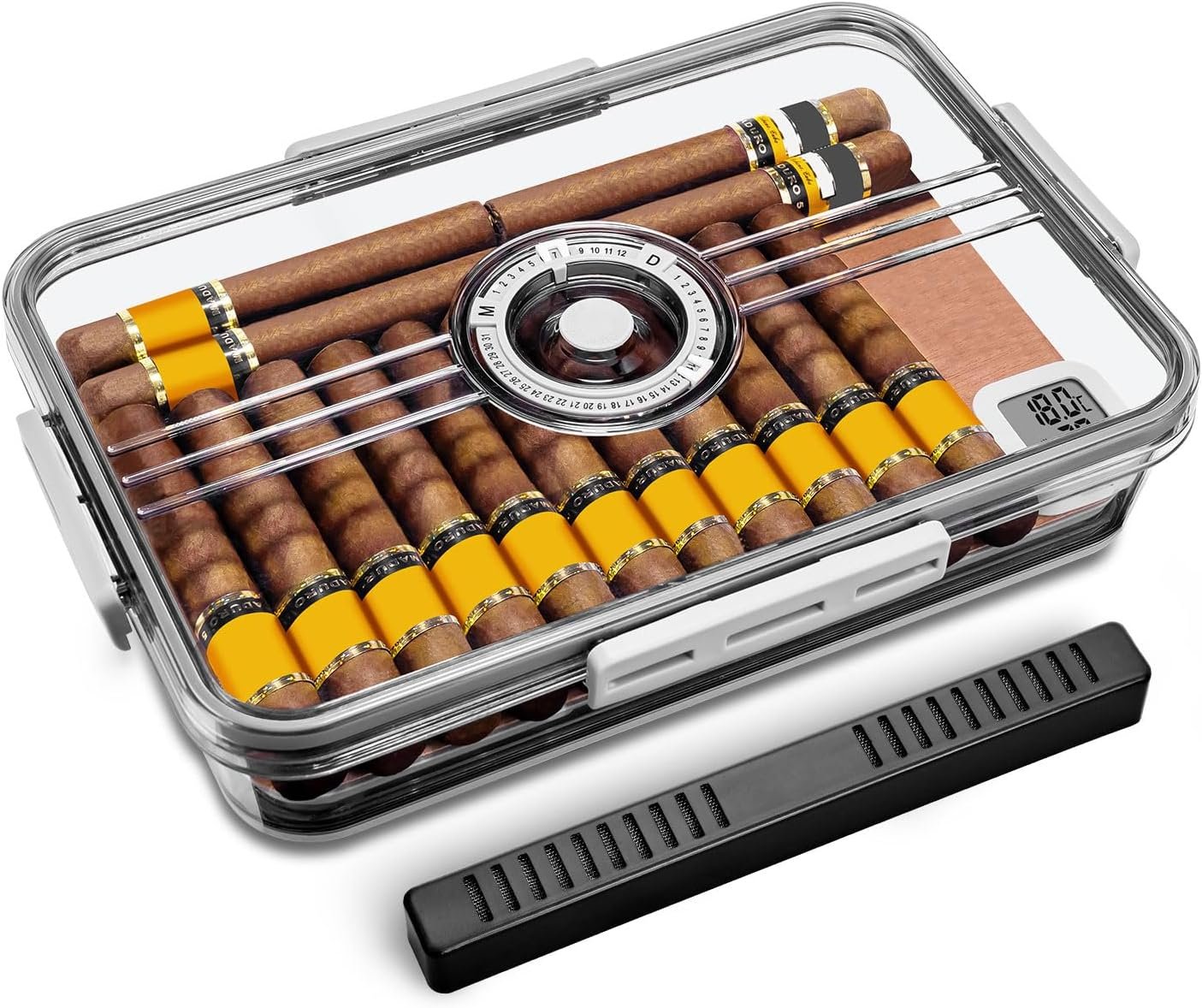 CIGARLOONG Clear Humidor: 30-Cigar Storage Box with Humidifier & Hygrometer - Image 1