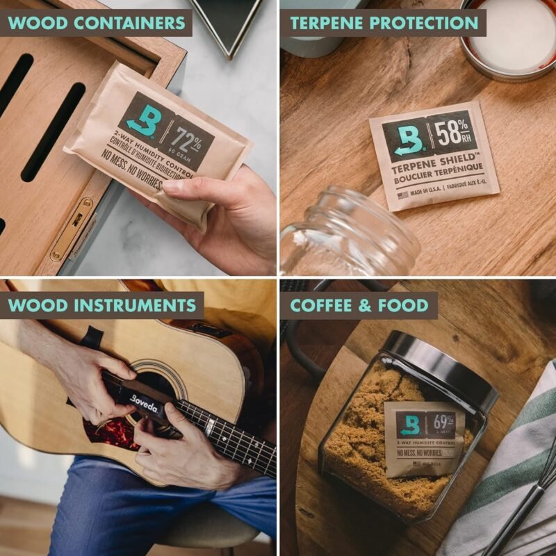 Boveda 65% RH 2-Way Humidity Control – Restores & Maintains Humidity – All In One Solution For Humidification- Patented Technology for Cigar Humidors – Convenient & Versatile - 10 Count Resealable Bag