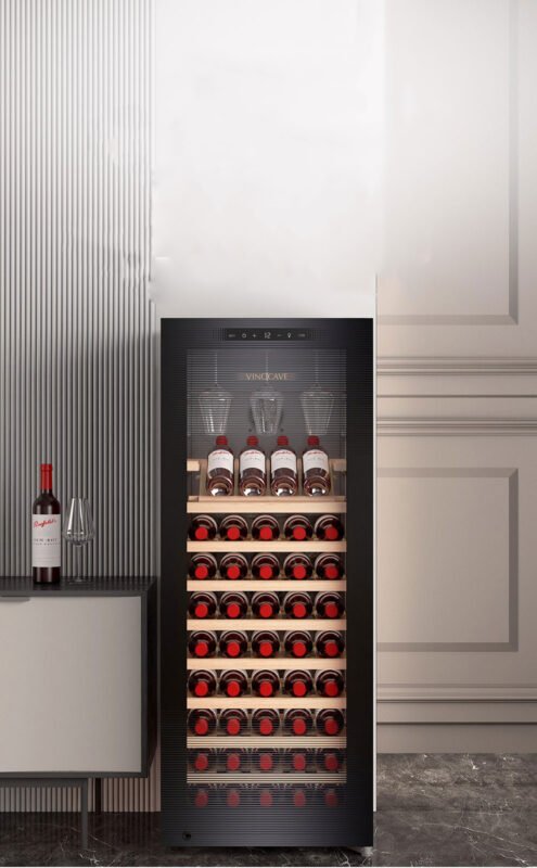 Vinocave CWC‑200A 80-Bottle Wine Refrigerator | Stainless Steel Cooler with Beech Wood Shelves