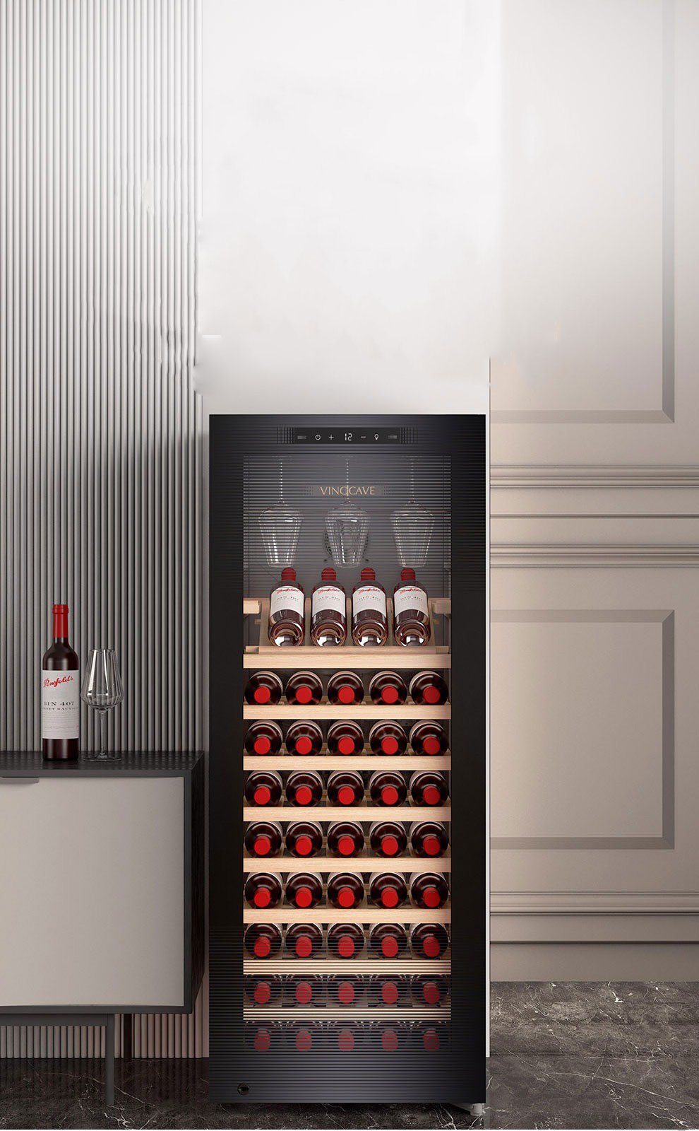 Vinocave CWC‑200A 80-Bottle Wine Refrigerator | Stainless Steel Cooler with Beech Wood Shelves - Image 10