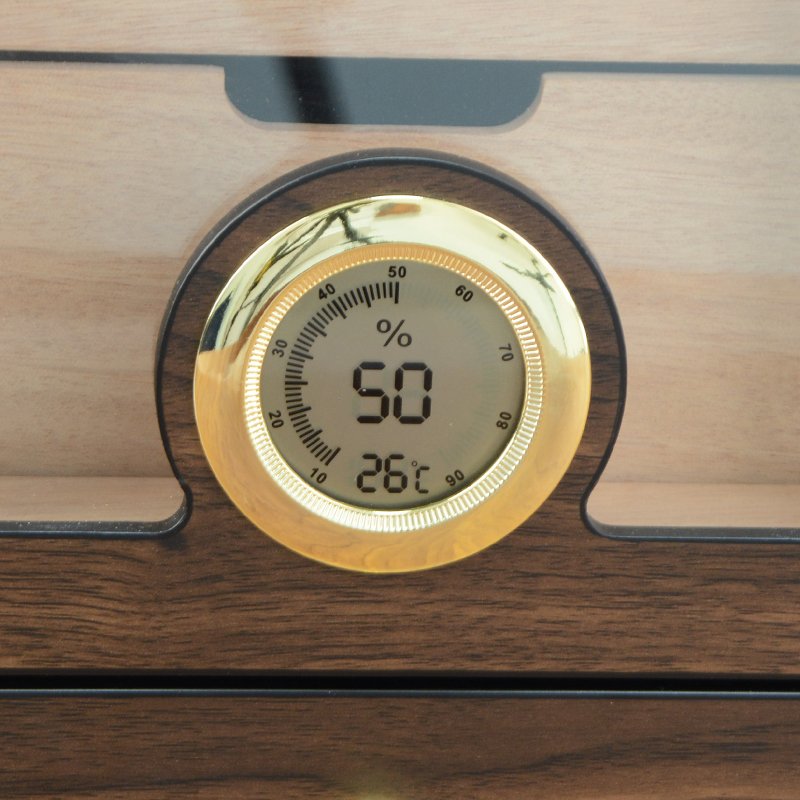 CIGAROL Glass Top Cigar Humidor Set | Modern Carbon Fiber Design & Digital Hygrometer