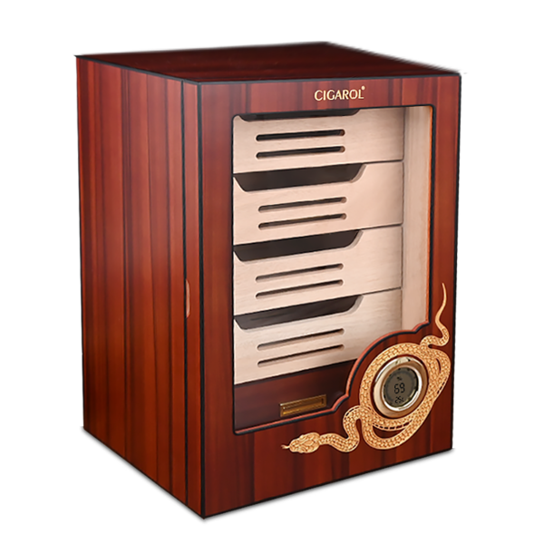 CIGAROL Electric Cigar Humidor Cabinet | Ornate Dragon Design with Spanish Cedar Drawers - Image 1