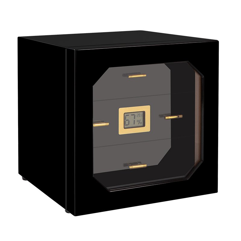 Clear Acrylic Humidor | Portable Cigar Box with Cedar Tray & Hygrometer