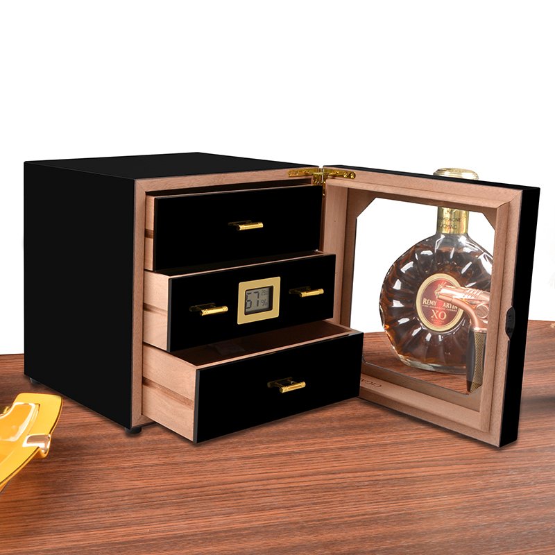 Clear Acrylic Humidor | Portable Cigar Box with Cedar Tray & Hygrometer