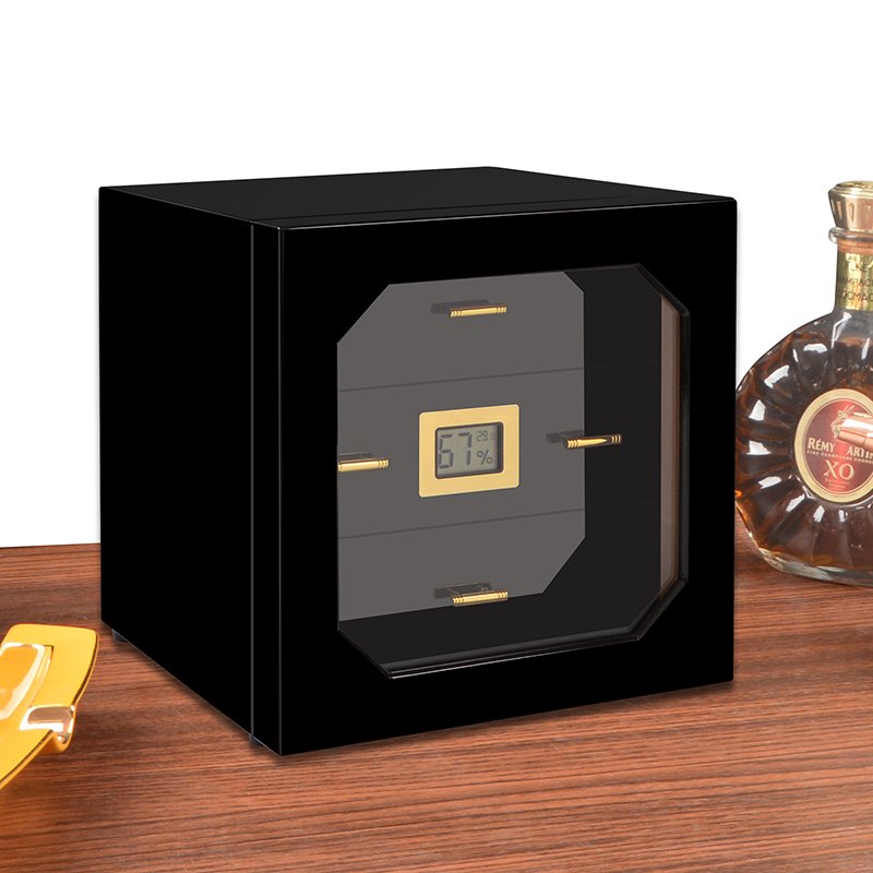 Clear Acrylic Humidor | Portable Cigar Box with Cedar Tray & Hygrometer