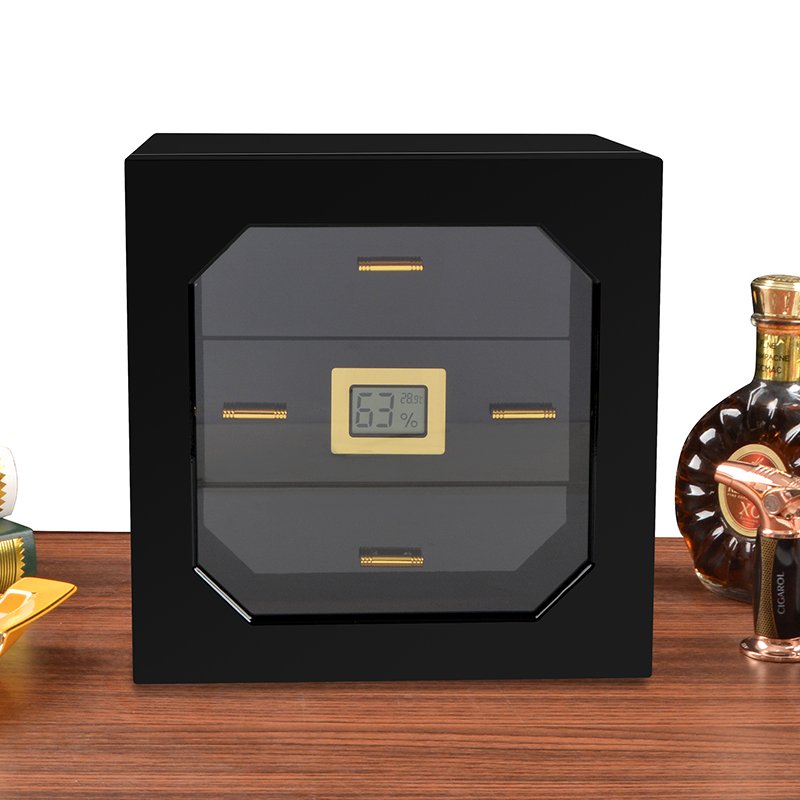 Clear Acrylic Humidor | Portable Cigar Box with Cedar Tray & Hygrometer