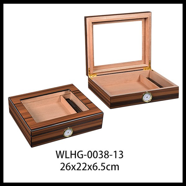 CIGARLOONG Retro Glass Top Humidor: Elegant Desktop Cigar Box with Humidifier & Hygrometer