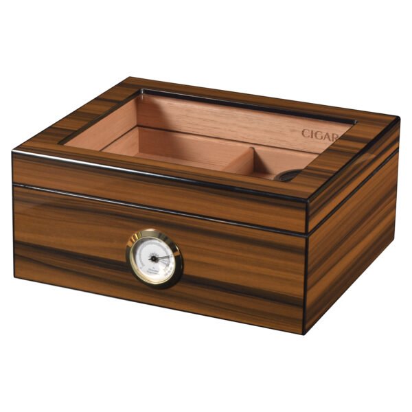 Cigarol Glass Top Desktop Humidor | Classic Wood Finish with Analog or Digital Hygrometer - Image 10