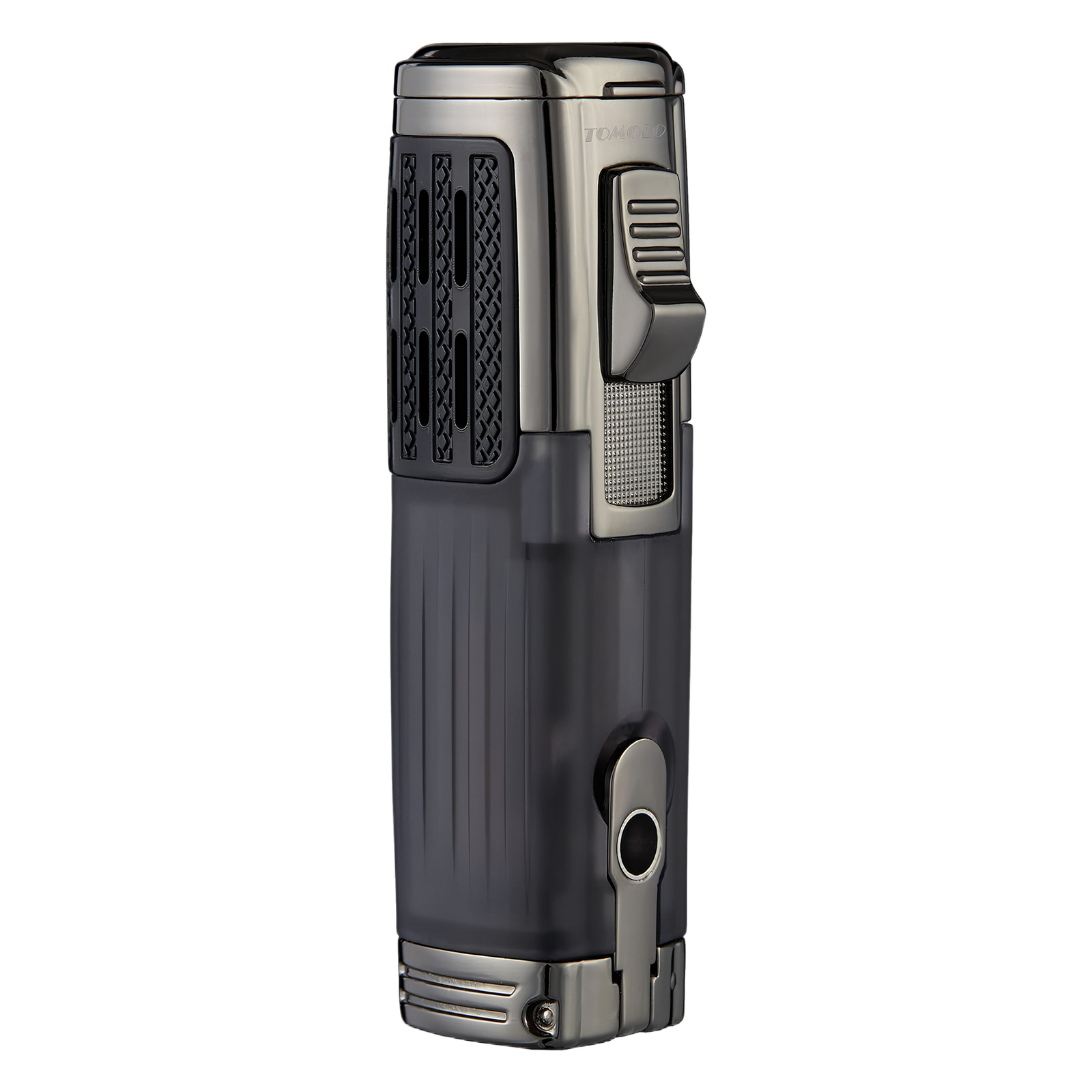 Honest Triple Jet Flame Cigar Torch Lighter - Windproof Butane Refillable Lighter with Built-in Cigar Puncher - Sleek Black Finish - Image 1