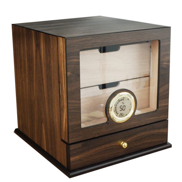 CIGAROL Glass Top Cigar Humidor Set | Modern Carbon Fiber Design & Digital Hygrometer - Image 1