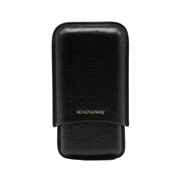 HEMINGWAY PORTABLE CIGAR CASE 3 CIGARS HOLDER PREMIUM LEATHER CIGAR CASE – BLACK - Image 1