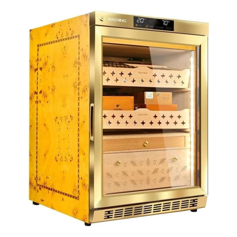 Raching 600 Count Electric Cigar Humidor Cabinet – Dual Zone Climate Control, Spanish Cedar Wood Interior, Luxury Wood Frame, Digital Temperature & Humidity Control, Cigar Aging Storage